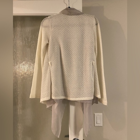 Adiktd Two Layer Lightweight Knit Cardigan, White Grey, Size Small, EUC - Picture 5 of 6